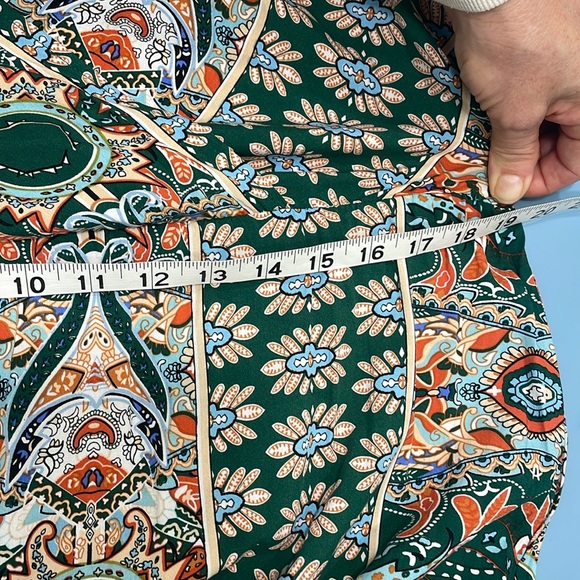 Boho Maxi Dress Faux Wrap Side Slits V Neck Short Flutter Sleeves Like New Small - Picture 15 of 17